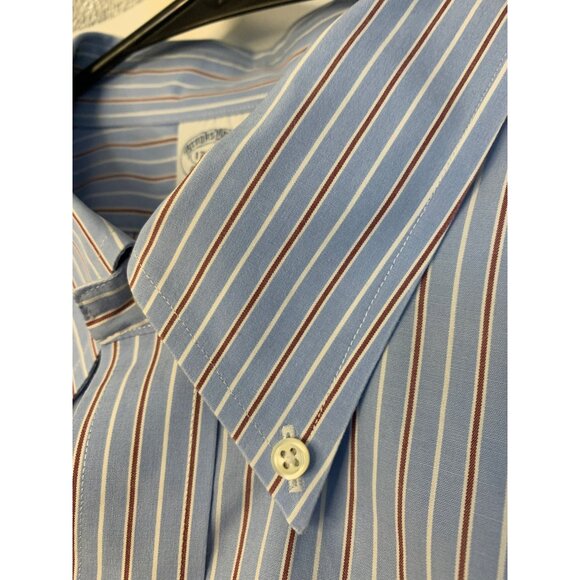 Brooks Brothers Mens Slim Fit Cotton Striped Dress Shirt 17.5 neck L/XL RN10508 - Picture 3 of 8